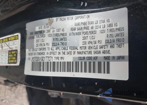 2009 Mazda Cx-9 Grand Touring from USA, damaged, VIN JM3TB38VX90177071